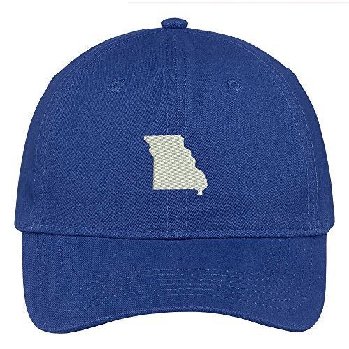 Trendy Apparel Shop Missouri State Map Embroidered Low Profile Soft Cotton Brushed Baseball Cap