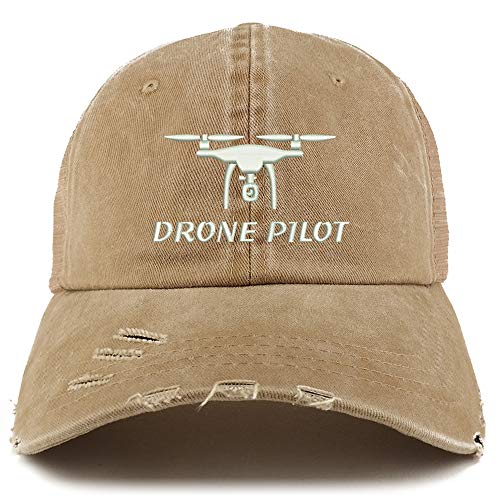 Trendy Apparel Shop Drone Pilot Embroidered Frayed Bill Trucker Mesh Back Cap