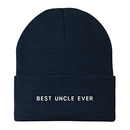 Trendy Apparel Shop Best Uncle Ever Embroidered Winter Long Cuff Beanie