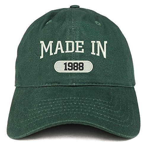 Trendy Apparel Shop Made in 1988 Embroidered 33rd Birthday Brushed Cotton Cap
