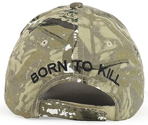 Trendy Apparel Shop Born to Kill Skull Embroidered Military Camo Baseball Cap