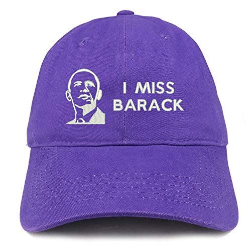 Trendy Apparel Shop I Miss Barack and Portrait Embroidered Brushed Cotton Cap
