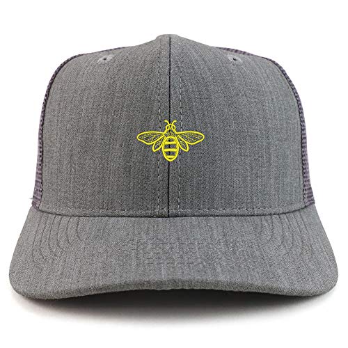 Trendy Apparel Shop Bee Embroidered Two Tone Mesh Back Trucker Baseball Cap