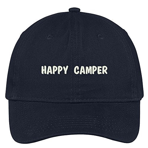 Trendy Apparel Shop Happy Camper Embroidered 100% Cotton Adjustable Cap Dad Hat