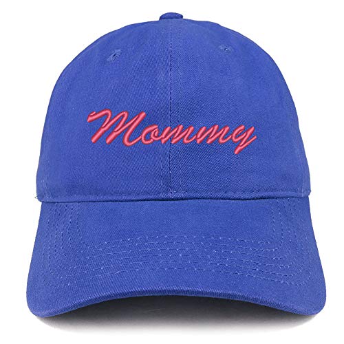 Trendy Apparel Shop Mommy Script Pink Embroidered Soft Crown 100% Brushed Cotton Cap