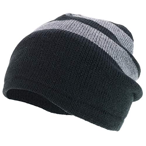 Trendy Apparel Shop Fleece Lined Striped Winter Short Beanie Cap