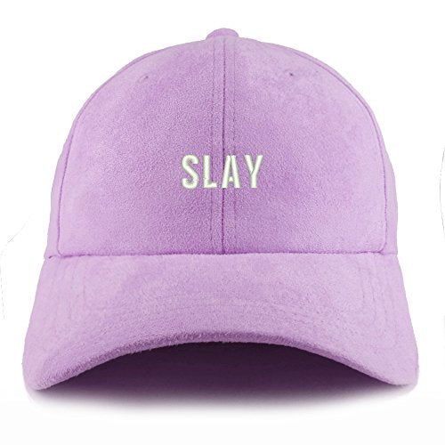 Trendy Apparel Shop Slay Embroidered Faux Suede Leather Adjustable Cap