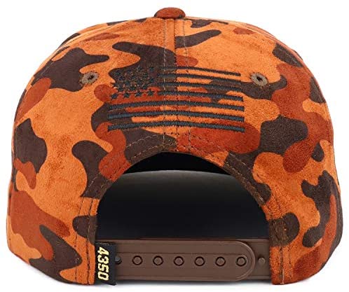 Trendy Apparel Shop USA Flag Embroidered Suede Camouflage Flatbill Snapback Cap