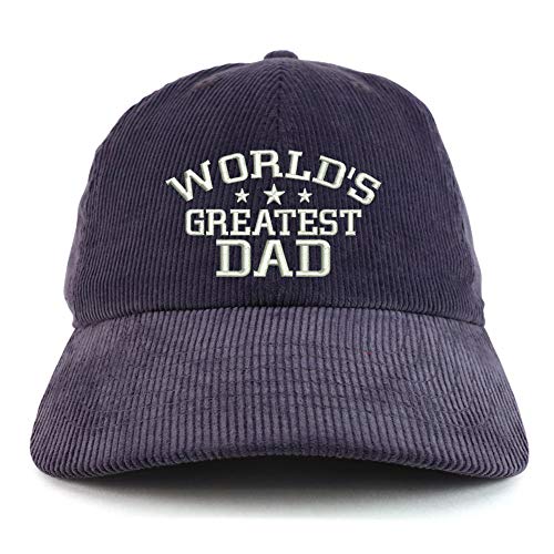 Trendy Apparel Shop World's Greatest Dad Corduroy Unstructured Baseball Cap