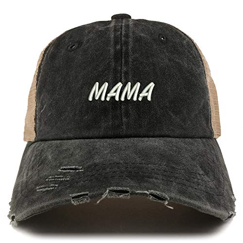 Trendy Apparel Shop Mama Embroidered Washed Front Mesh Back Frayed Bill Cap