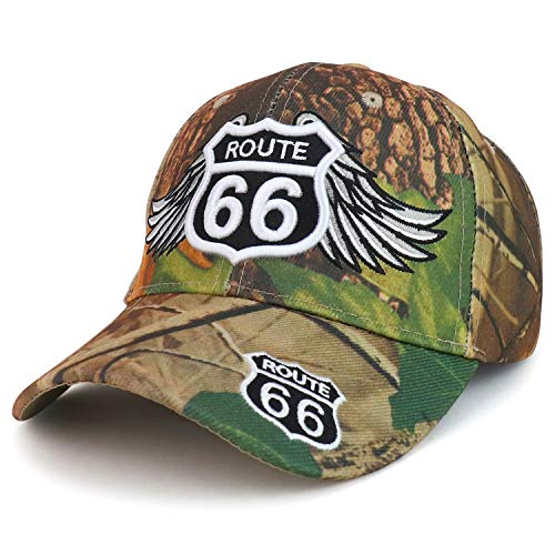 Trendy Apparel Shop Route 66 Angel Wings Embroidered Structured Baseball Cap