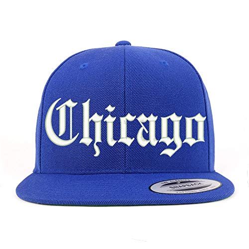 Trendy Apparel Shop Old English Font Chicago City Embroidered Flat Bill Cap