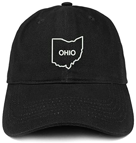 Trendy Apparel Shop Ohio Text State Outline State Embroidered Cotton Dad Hat