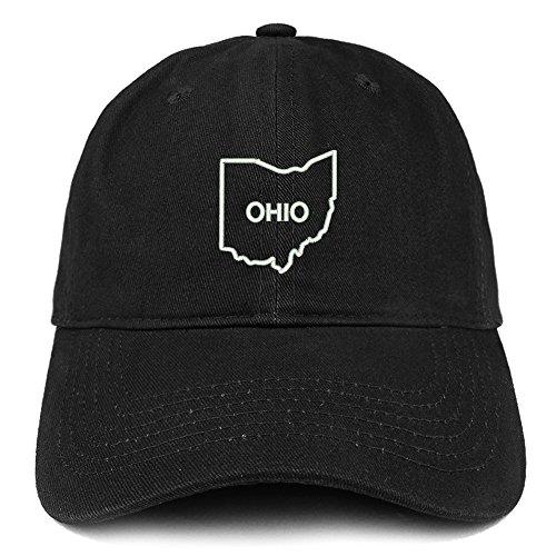 Trendy Apparel Shop Ohio Text State Outline State Embroidered Cotton Dad Hat