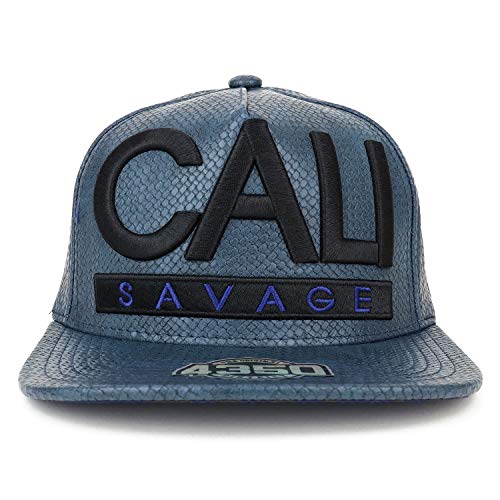 Trendy Apparel Shop Cali Savage 3D Embroidered PU Leather Flat Bill Snapback Cap