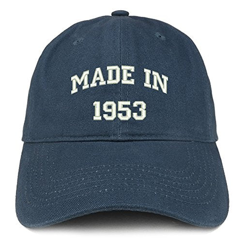Trendy Apparel Shop Made in 1953 Text Embroidered 68th Birthday Brushed Cotton Cap