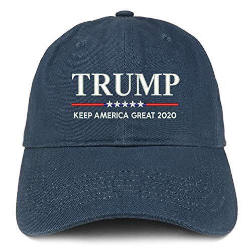 Trendy Apparel Shop Trump Keep America Great 2020 Line Embroidered 100% Cotton Adjustable Cap Dad Hat