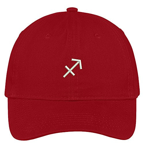 Trendy Apparel Shop Sagittarius Zodiac Signs Embroidered Soft Crown 100% Brushed Cotton Cap