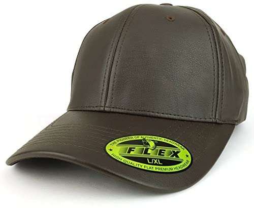 Trendy Apparel Shop Flex Fitted PU Leather Structured Baseball Cap