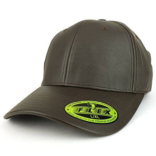 Trendy Apparel Shop Flex Fitted PU Leather Structured Baseball Cap