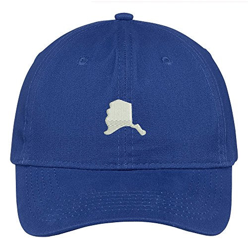Trendy Apparel Shop Alaska State Map Embroidered Low Profile Soft Cotton Brushed Baseball Cap