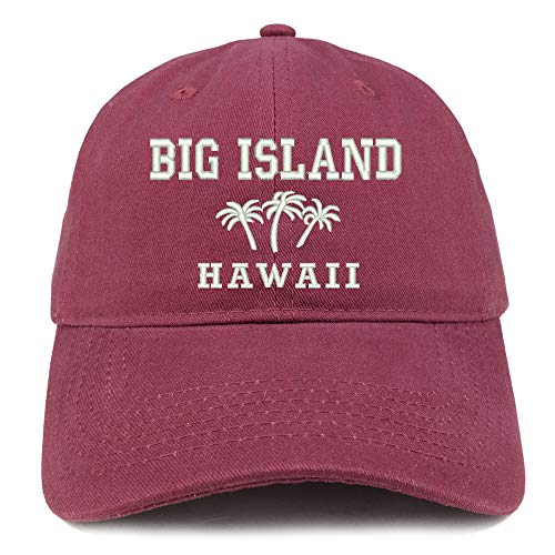 Trendy Apparel Shop Big Island Hawaii and Palm Tree Embroidered Brushed Cap