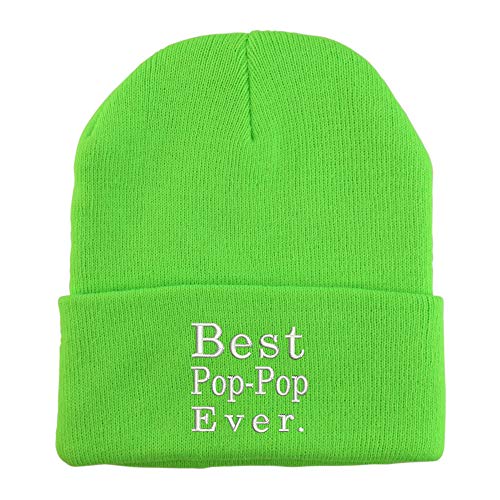 Trendy Apparel Shop Best Pop Pop Ever Embroidered Winter Long Cuff Beanie