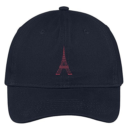 Trendy Apparel Shop Eiffel Tower Paris Embroidered Soft Crown 100% Brushed Cotton Cap