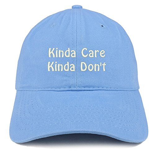 Trendy Apparel Shop Kinda Care Kinda Don't Embroidered Low Profile Brushed Cotton Cap