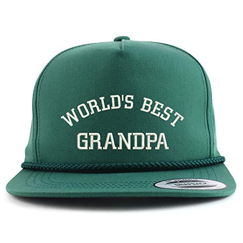 Trendy Apparel Shop World's Best Grandpa Embroidered 5 Panel Flatbill Braid Snapback Golf Cap