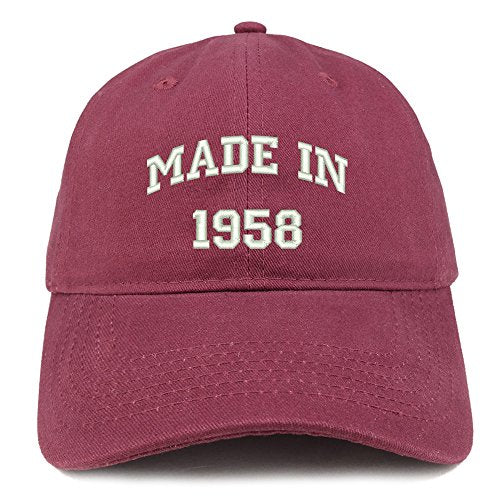 Trendy Apparel Shop Made in 1958 Text Embroidered 63rd Birthday Brushed Cotton Cap