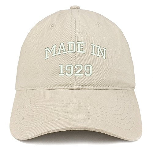 Trendy Apparel Shop Made in 1929 Text Embroidered 92nd Birthday Brushed Cotton Cap