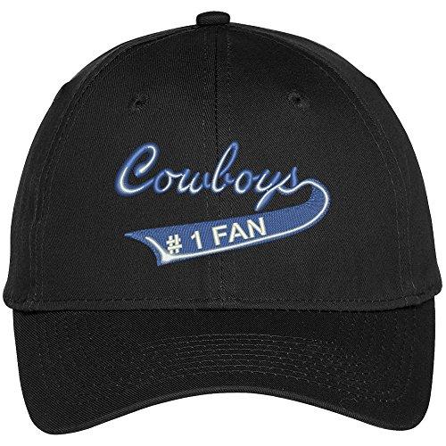 Trendy Apparel Shop Cowboys Number One Fan Embroidered Adjustable Baseball Cap - Black