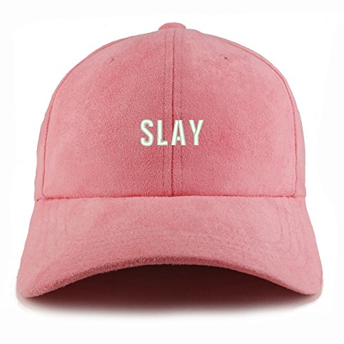 Trendy Apparel Shop Slay Embroidered Faux Suede Leather Adjustable Cap