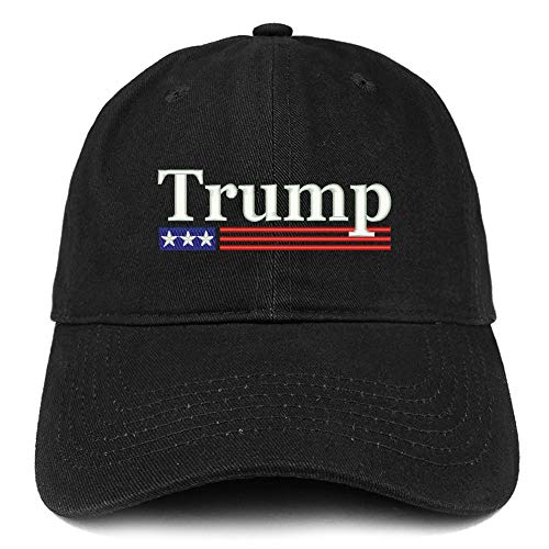 Trendy Apparel Shop Trump USA Flag Embroidered 100% Cotton Adjustable Cap Dad Hat