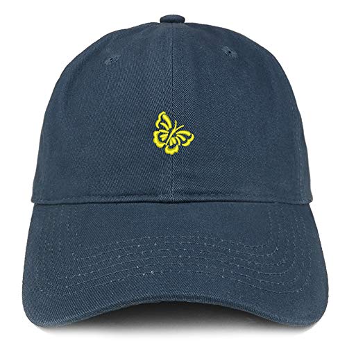 Trendy Apparel Shop Butterfly Logo Embroidered Soft Crown 100% Brushed Cotton Cap
