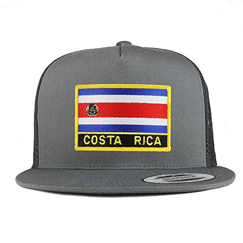 Trendy Apparel Shop Costa Rica Flag 5 Panel Flatbill Trucker Mesh Snapback Cap