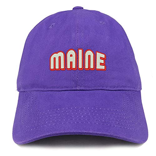 Trendy Apparel Shop Maine Bold Text Embroidered Soft Crown 100% Brushed Cotton Cap