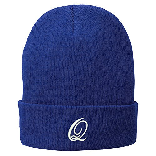 Trendy Apparel Shop Letter Q Embroidered Winter Knitted Long Beanie