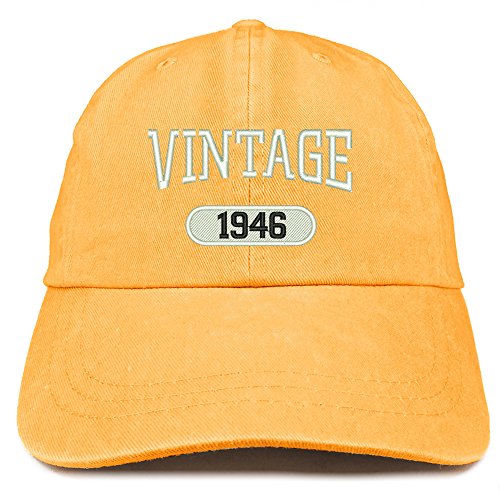 Trendy Apparel Shop Vintage 1946 Embroidered 75th Birthday Soft Crown Washed Cotton Cap