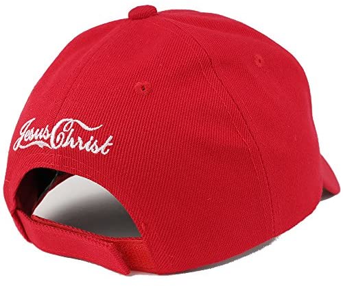 Trendy Apparel Shop Jesus Christ Embroidered Christian Theme Adjustable Baseball Cap - RED