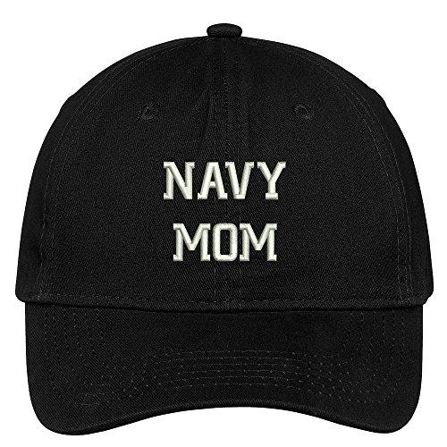 Trendy Apparel Shop Navy Mom Embroidered Soft Crown 100% Brushed Cotton Cap