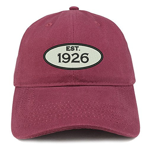 Trendy Apparel Shop Established 1926 Embroidered 95th Birthday Gift Soft Crown Cotton Cap