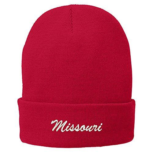 Trendy Apparel Shop Missouri Embroidered Winter Folded Long Beanie