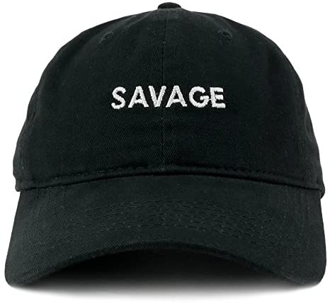 Trendy Apparel Shop Savage Embroidered Brushed Cotton Adjustable Cap Dad Hat