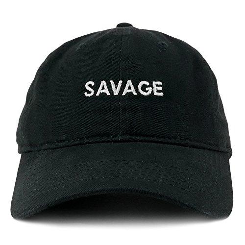 Trendy Apparel Shop Savage Embroidered Brushed Cotton Adjustable Cap Dad Hat