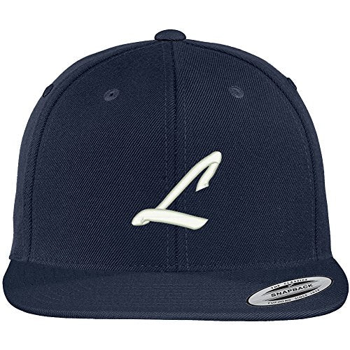 Trendy Apparel Shop Letter L Brushed Script Embroidered Flat Bill Snapback Baseball Cap