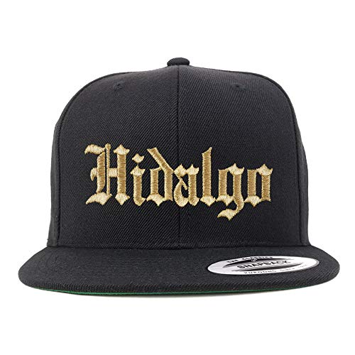 Trendy Apparel Shop Old English Hidalgo Gold Embroidered Flatbill Snapback Baseball Cap