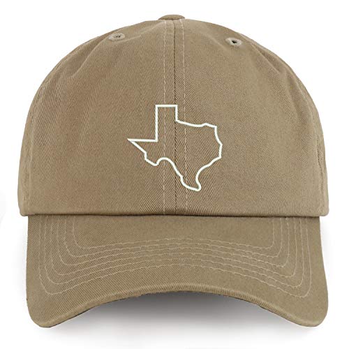 Trendy Apparel Shop XXL Texas State Outline Embroidered Unstructured Cotton Cap