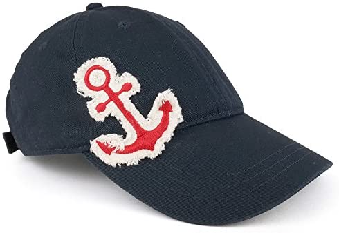 Trendy Apparel Shop Vintage Frayed Anchor Embroidered Patch Unstructured Adjustable Baseball Cap